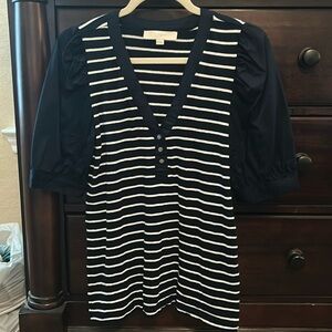 Loft striped puff sleeve top
